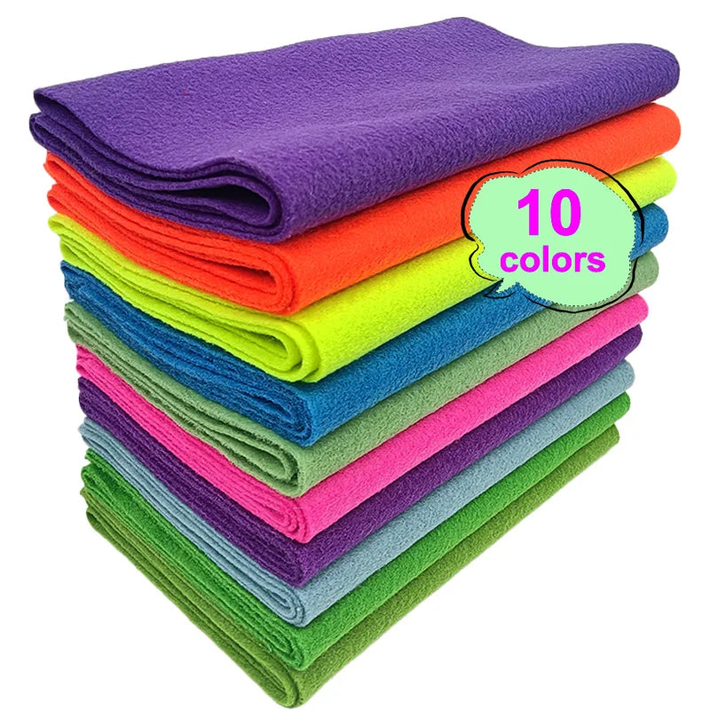 Soft Felt Fabric Sheets | 10-Piece Set | 20×91cm | DIY Crafts, Sewing & Patchwork