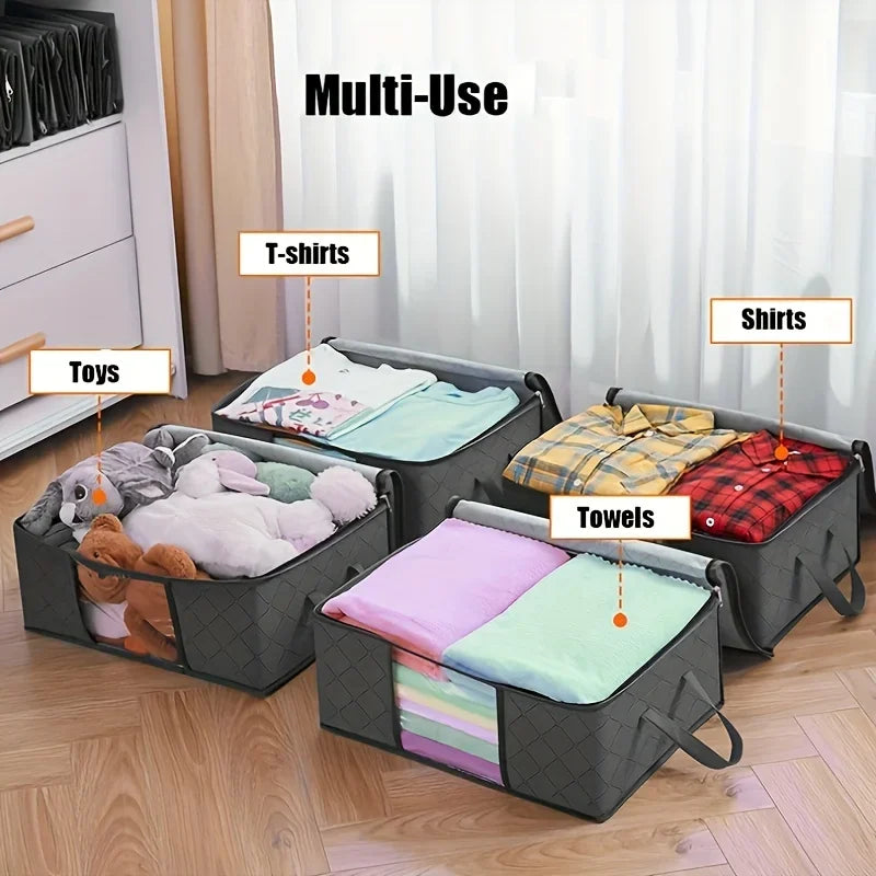 35L Foldable Fabric Storage Bag with Clear Window – Quilt & Blanket Organizer Box