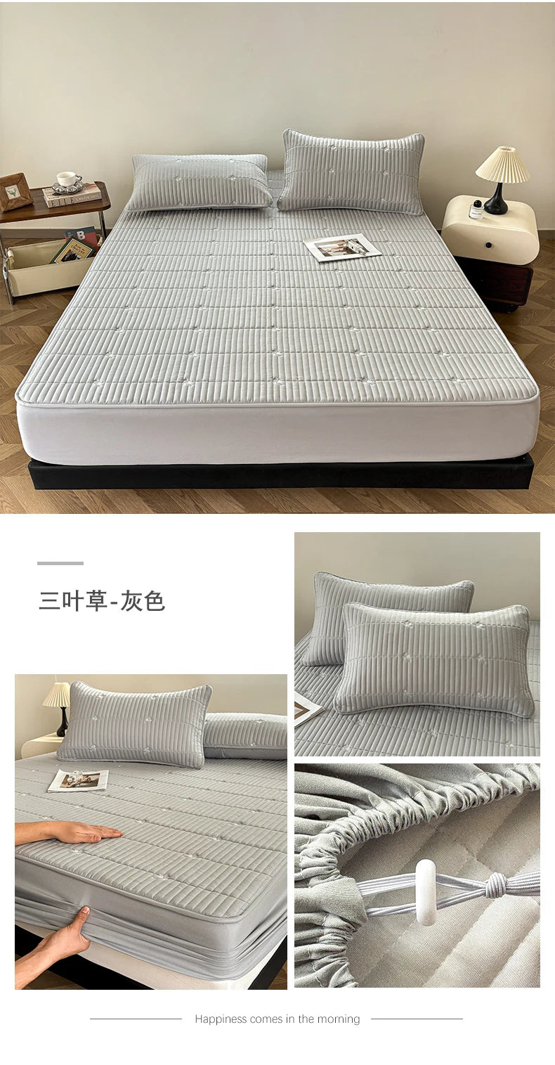 Waterproof Quilted Mattress Protector – 360° Deep Pocket, TPU Waterproof, Breathable Microfiber, Single to Super King