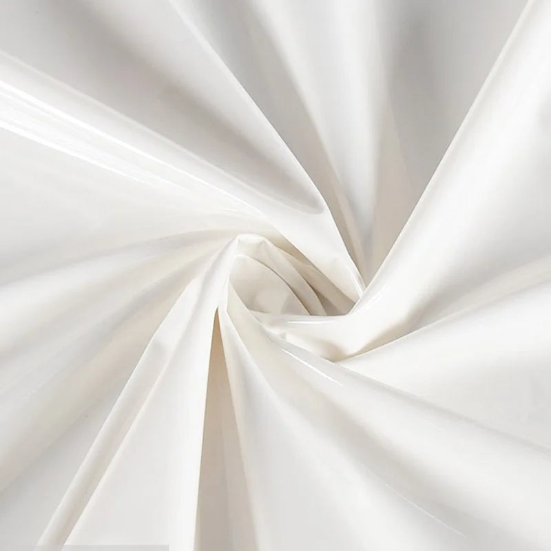 High Elastic Mirror PU Leather Fabric – Bright White, 0.4mm, 140cm Wide – For Tights, Stage Wear & Designer Garments