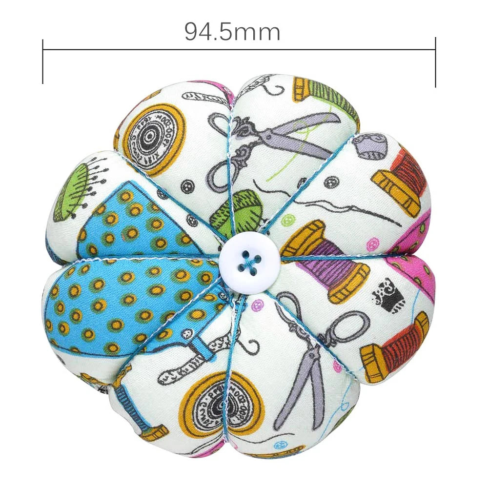 Floral Pumpkin Pin Cushion with Wrist Belt & Removable Tray