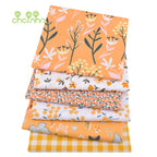 Orange Floral Printed Twill Cotton Fabric – 160cm (63") Wide | Cut to Order