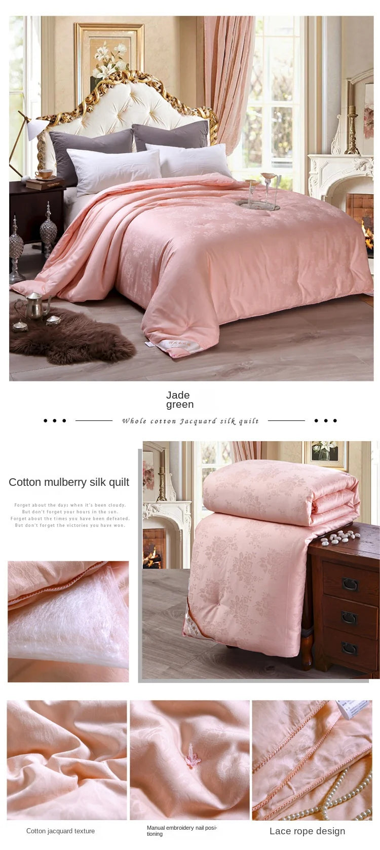 JAGDAMBE Mulberry Silk Quilt – 100% Natural Silk Fill, 300TC Cotton Shell, All-Season Comforter