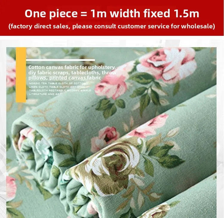 Floral & Stripe Thickened Polyester Canvas Fabric – 150cm Wide, 390g/m | Sofas, Bags, Cushions & Home Décor