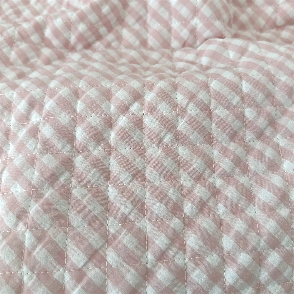 Quilted Cotton Padded Composite Fabric – 57" × 20" Color-Block Plaid Panel | Clothing Lining & Cushion Sewing