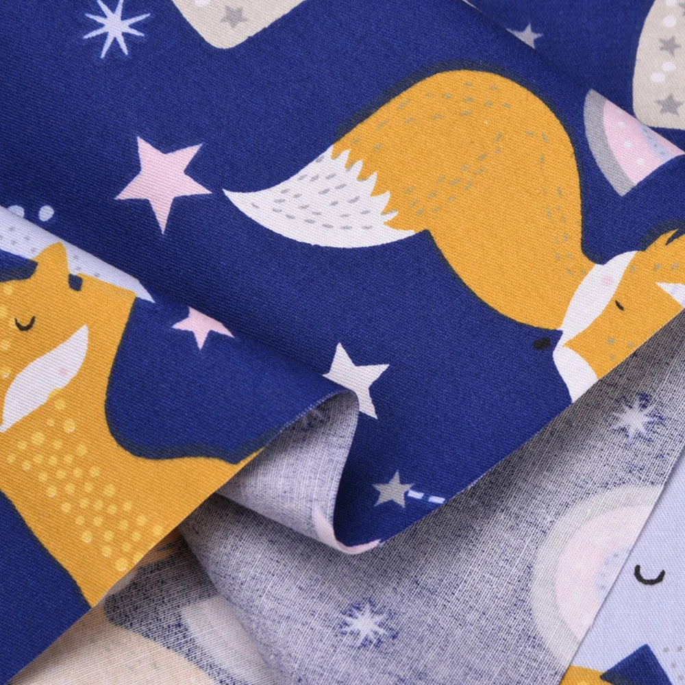 Fox Print 100% Cotton Twill Fabric – 63" Wide | Quilting, Patchwork, Baby & DIY Sewing (6 Pre-Cut Sizes)