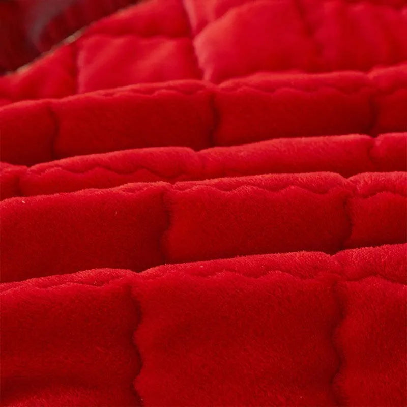 mtuove Luxury Flannel Velvet Quilted Bedspread – Lace Edge, Anti-Slip, Winter Warm Bed Cover