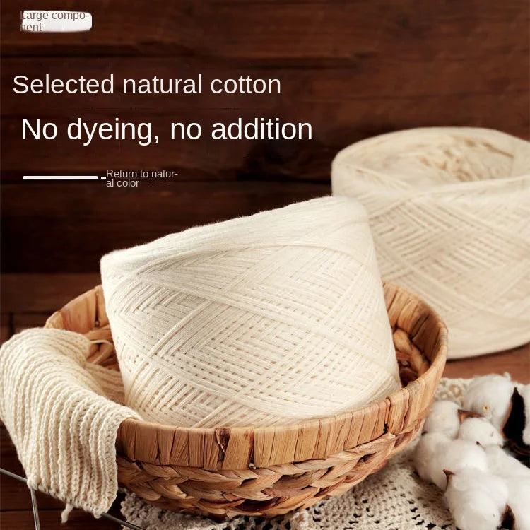 Cotton Yarn Thread for Knitting, Non-Bleached, Raw Algodon Line, Baby, Children's DIY, Handknitting, Scarf Sweaters, 500g/Ball
