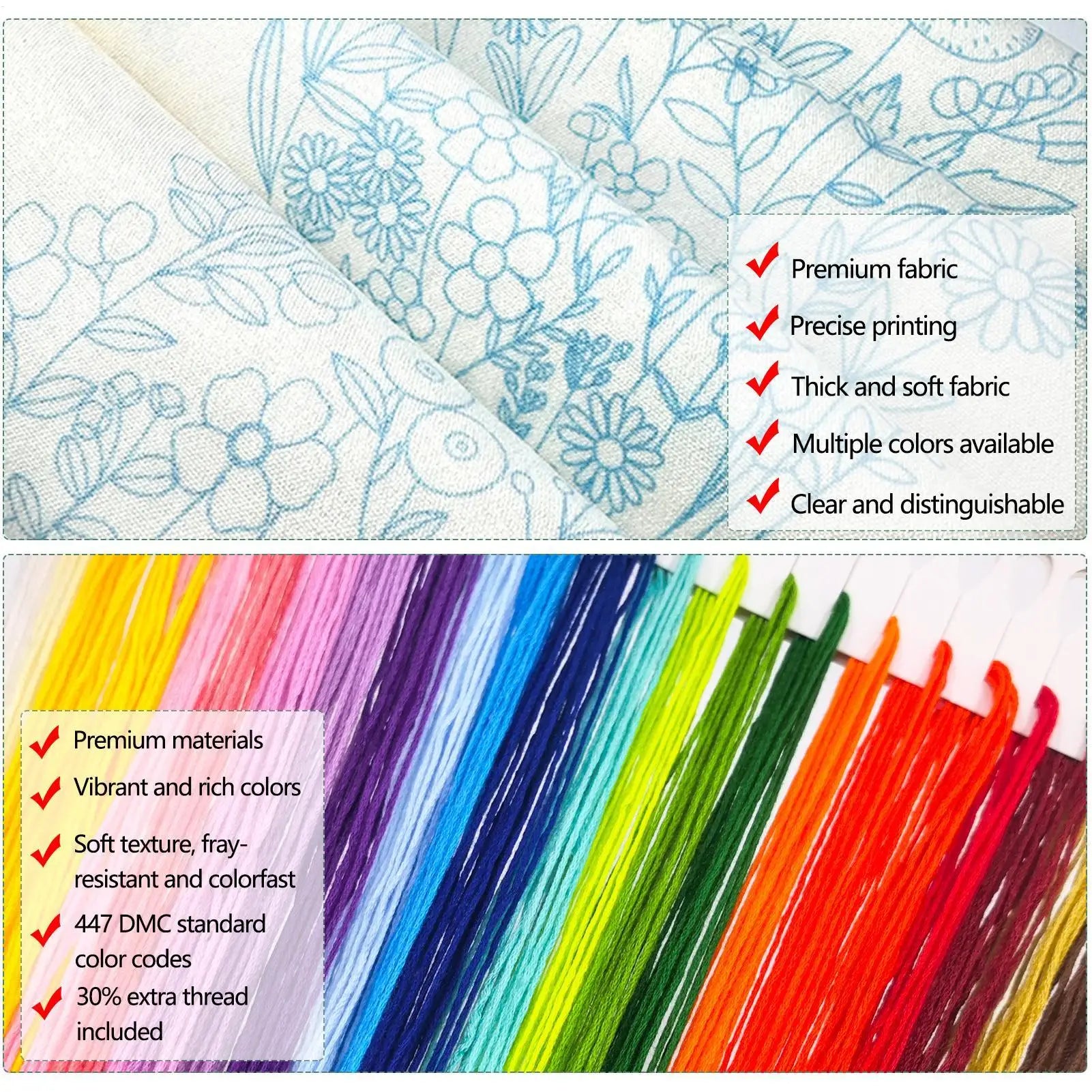 Embroidery Book for Beginners — 90+ Patterns with Reusable Fabric