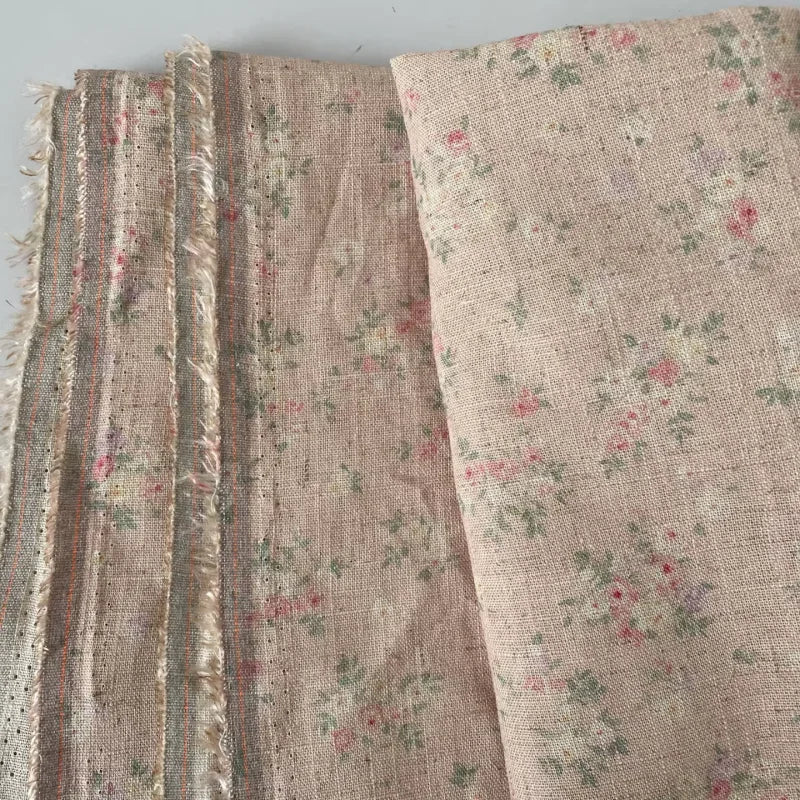 Tela de lino y algodón con estampado floral rosa – 140 cm de ancho | Corte a medida