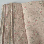 Tela de lino y algodón con estampado floral rosa – 140 cm de ancho | Corte a medida