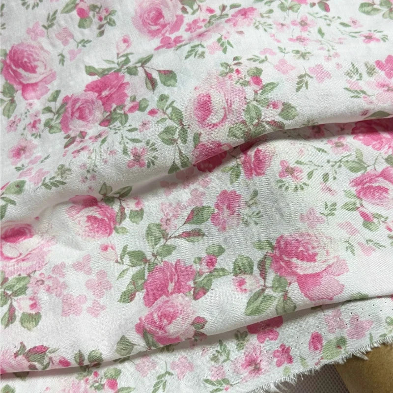 Tela 100% algodón lavada con estampado floral – Ligera, suave y transpirable | 147 cm de ancho