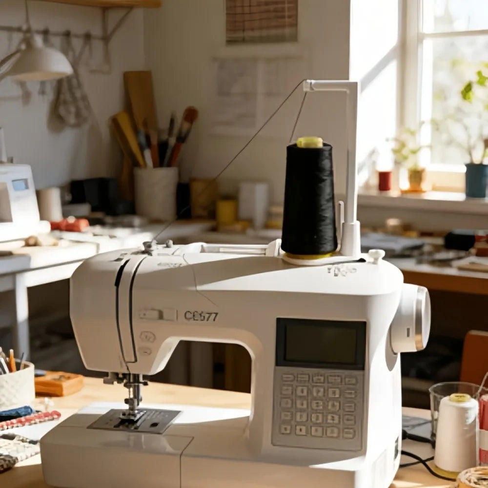 Soporte vertical para hilos de máquina de coser – Portacarretes grande con guía de hilo anti-enredos