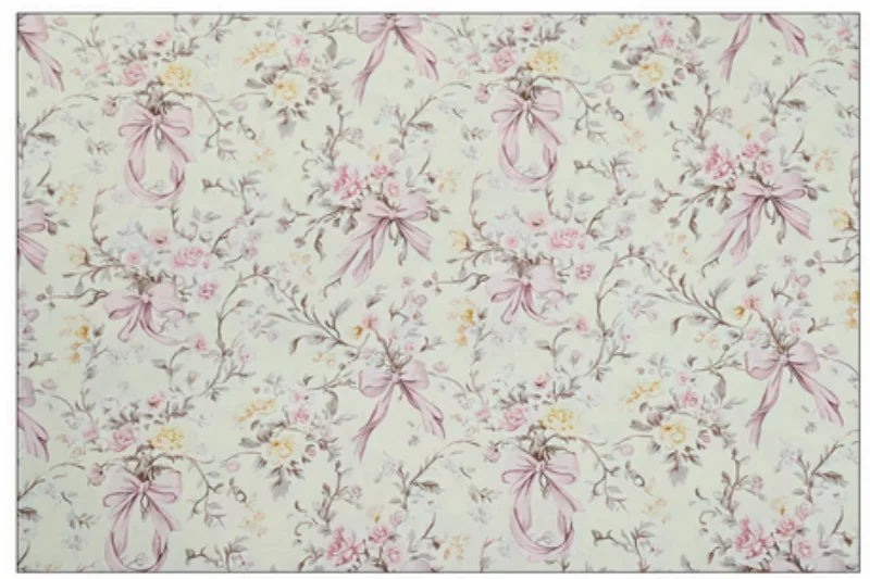 Bowknot & Flower Print 100% Cotton Fabric | 110cm Wide | Sold by the Half Yard