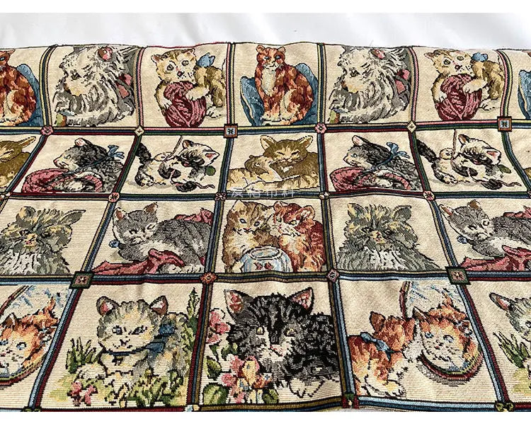 Tela de brocado con estampado de gato bonito – 150 cm de ancho, cortado a pedido (incrementos de 50 cm)