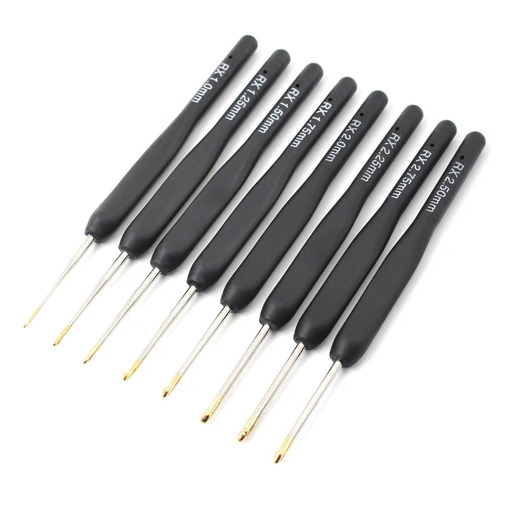 8-Piece Fine Crochet Hook Set – Black Handles