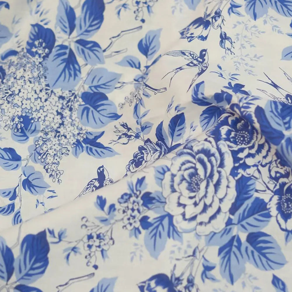 Pure Cotton Poplin Printed Fabric Vintage Europe Sketch Rose Pattern Cloth For Sewing DIY Costume Dress Home Curtain Accessories
