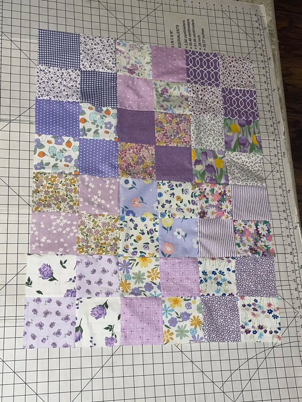 42-Piece Pre-Cut Quilting Fabric Squares – Purple Floral Patchwork 5" (12.7cm)