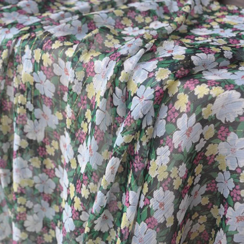 Floral Print Silk-Cotton Blend Fabric – 135cm Wide, 9-10mm | Dresses, Blouses & Luxury DIY Sewing