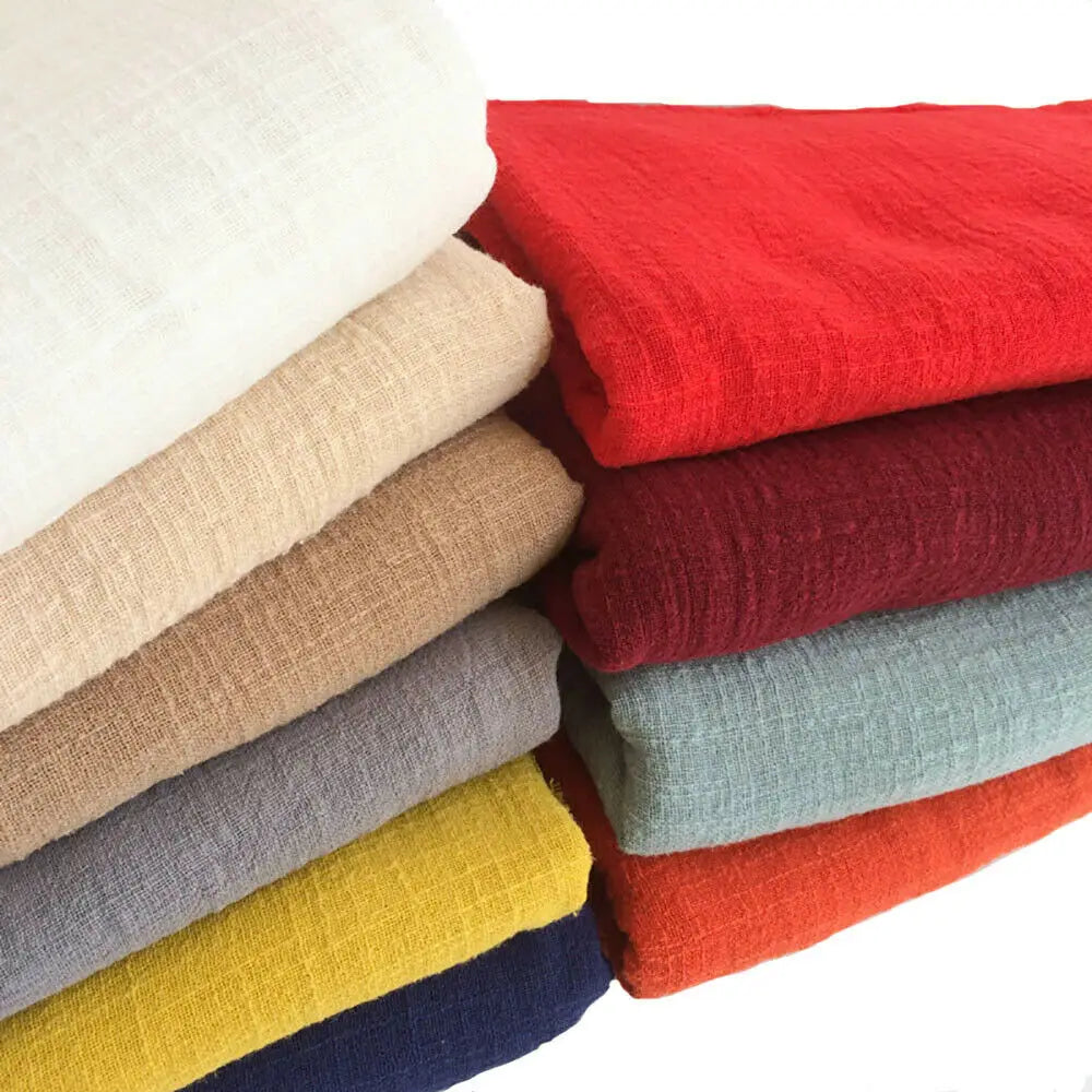 Solid Color Natural Linen Cotton Fabric – Eco-Friendly, 125cm Wide, 90×125cm Per Yard – For Dresses, Skirts, Pajamas & DIY