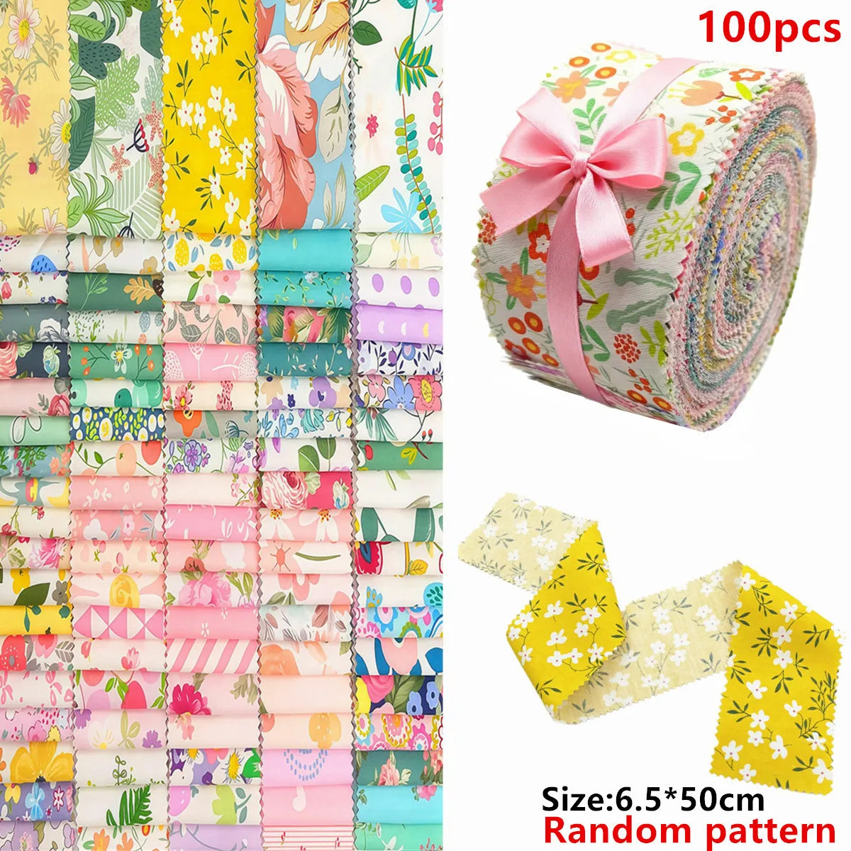 100 Jelly Roll Fabric Strips – 2.5" x 19.7" | Precut Quilting Bundle for Strip Binding & DIY Crafts