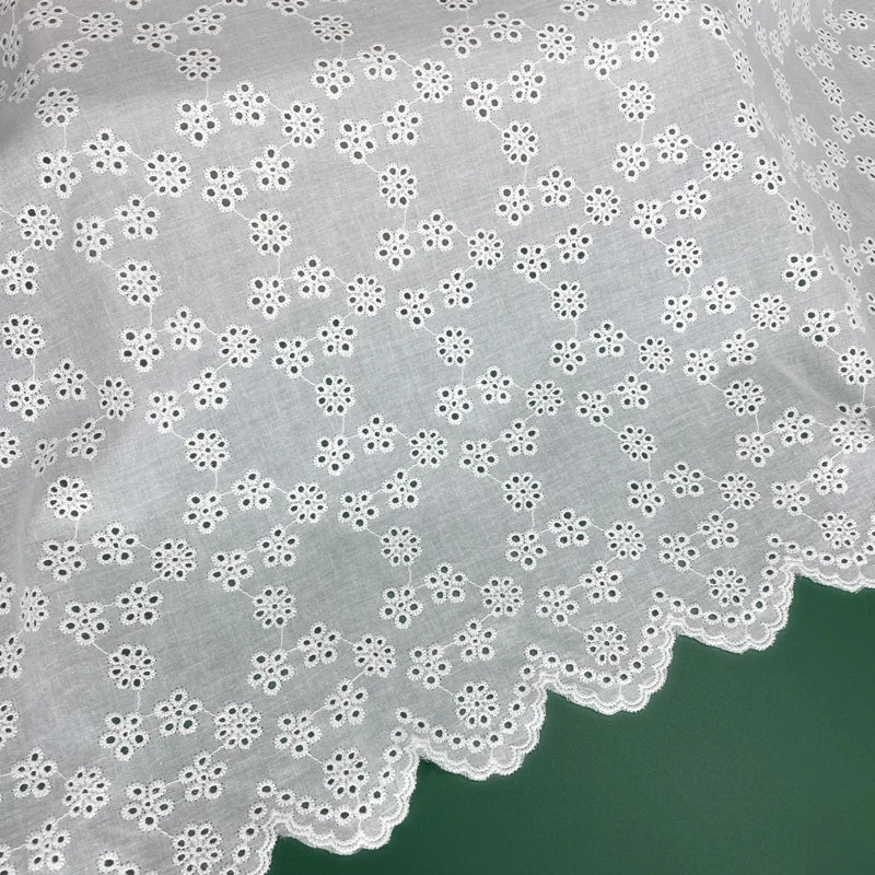 Floral Embroidery Cotton Lace Fabric | Hollow Out | 135cm Wide | Sold by the Yard