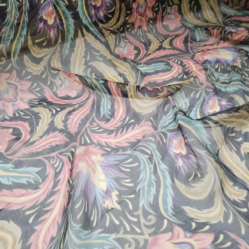Floral Print Silk-Cotton Blend Fabric – 135cm Wide, 9-10mm | Dresses, Blouses & Luxury DIY Sewing