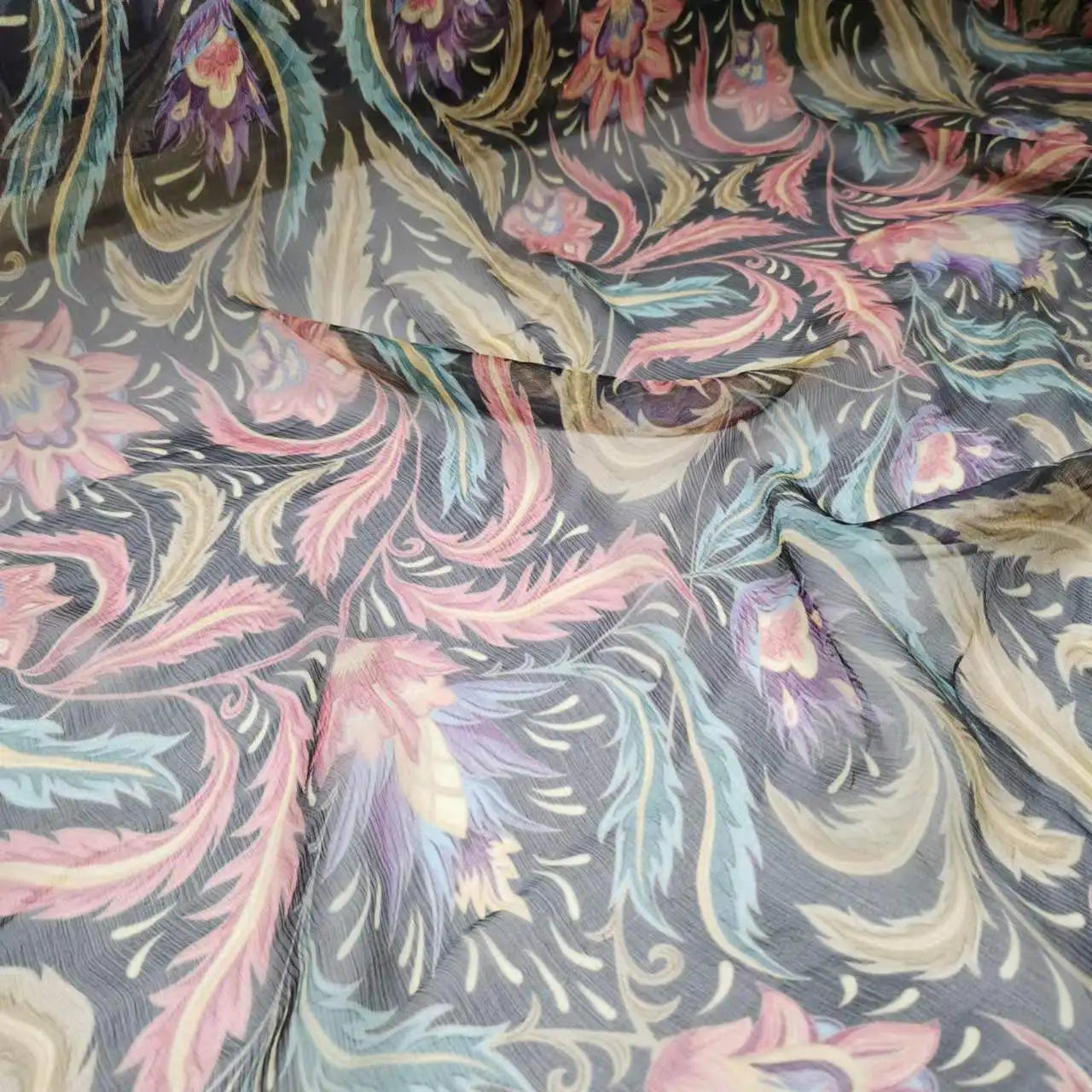 Floral Print Silk-Cotton Blend Fabric – 135cm Wide, 9-10mm | Dresses, Blouses & Luxury DIY Sewing