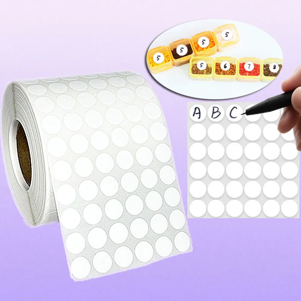 Etiquetas Adhesivas para Diamond Painting — Pegatinas de Puntos Redondos y Cuadrados para Almacenamiento