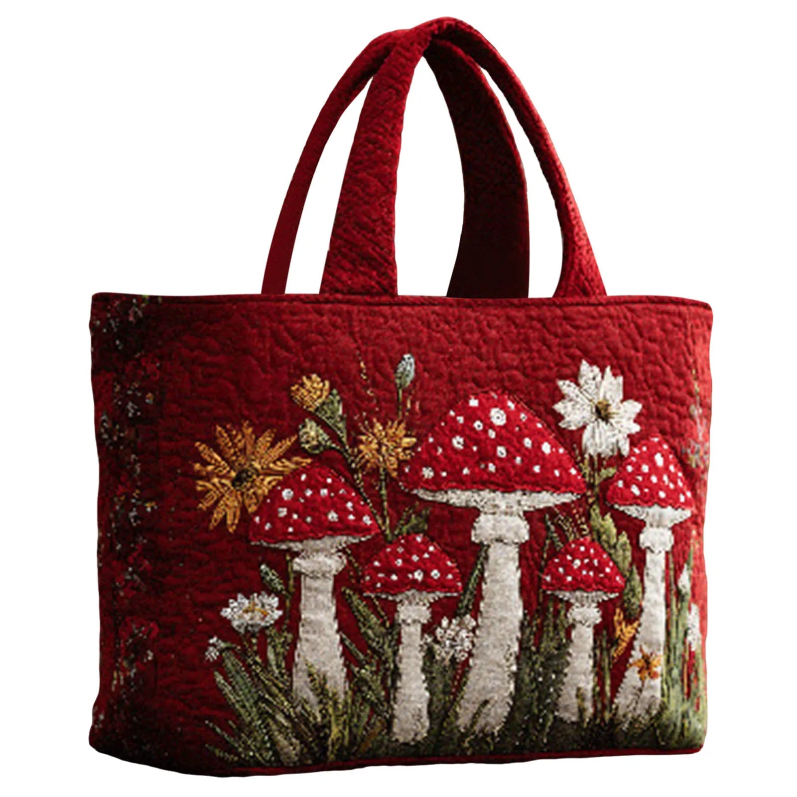 Sunflower Quilted Tote Bag – Classic Floral Cotton-Poly Blend Handbag for Everyday Use