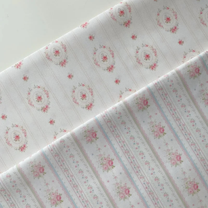 Floral Rose Print Cotton Blend Fabric — 145cm Wide | Shirts, Pajamas & Doll Clothes