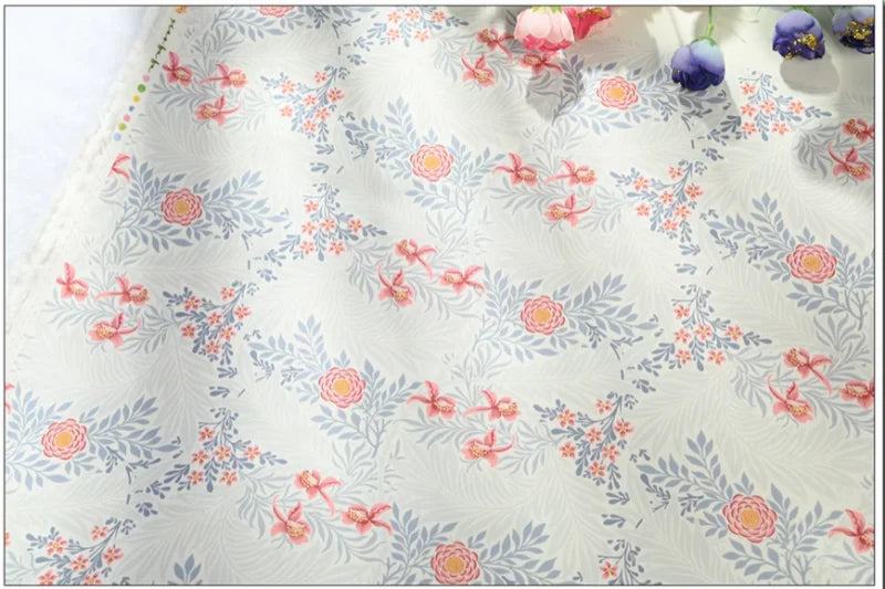 Little Fresh Flower Print 100% Cotton Canvas Fabric – 110cm Wide for Bags, Pillows, Tablecloths & DIY
