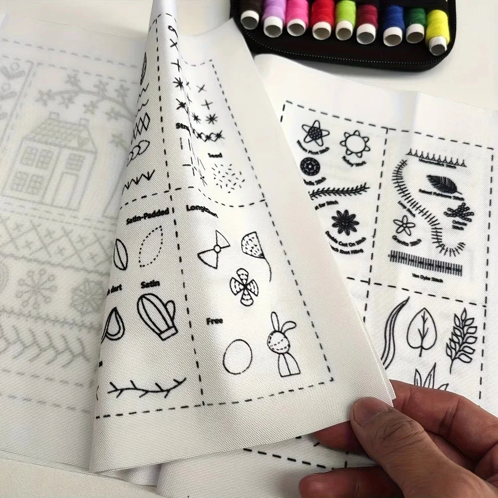 Embroidery Stitch Guide Book – Beginner-Friendly Canvas DIY Sewing Reference for Hobbyists