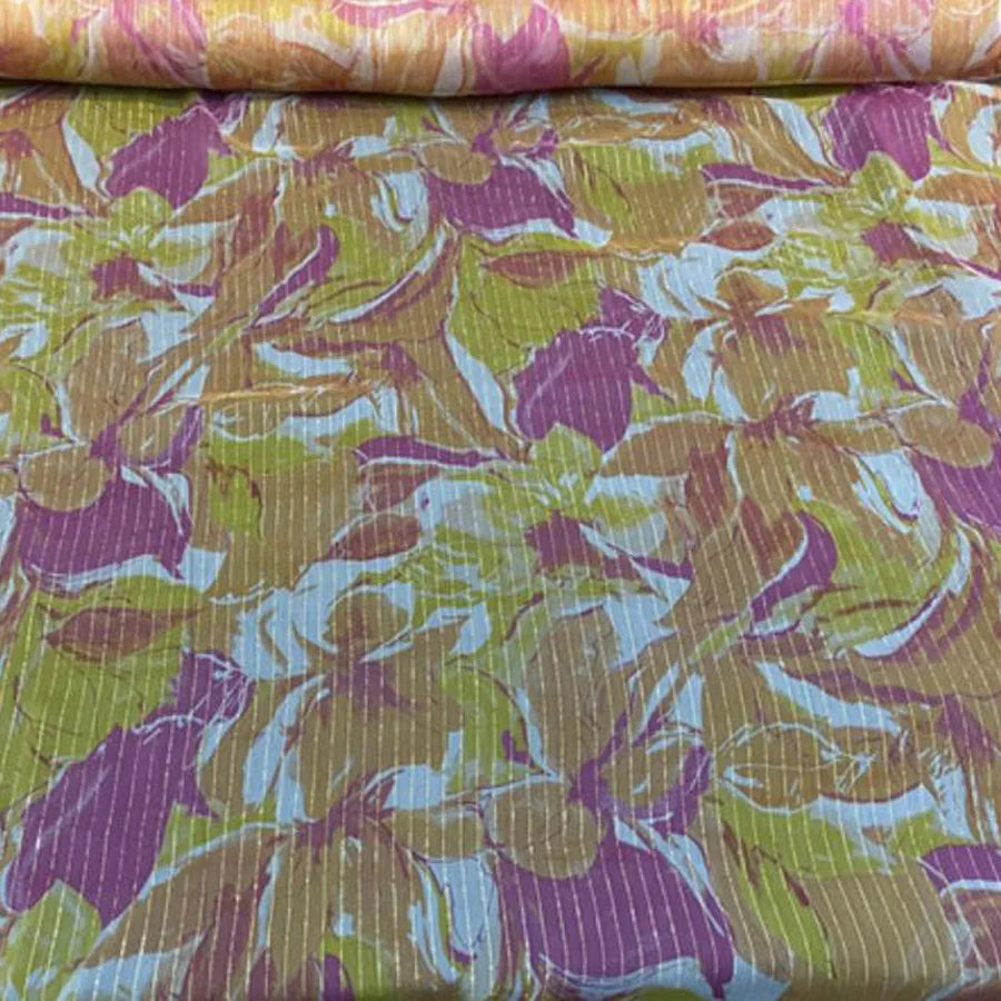 Floral Print Silk-Cotton Blend Fabric – 135cm Wide, 9-10mm | Dresses, Blouses & Luxury DIY Sewing