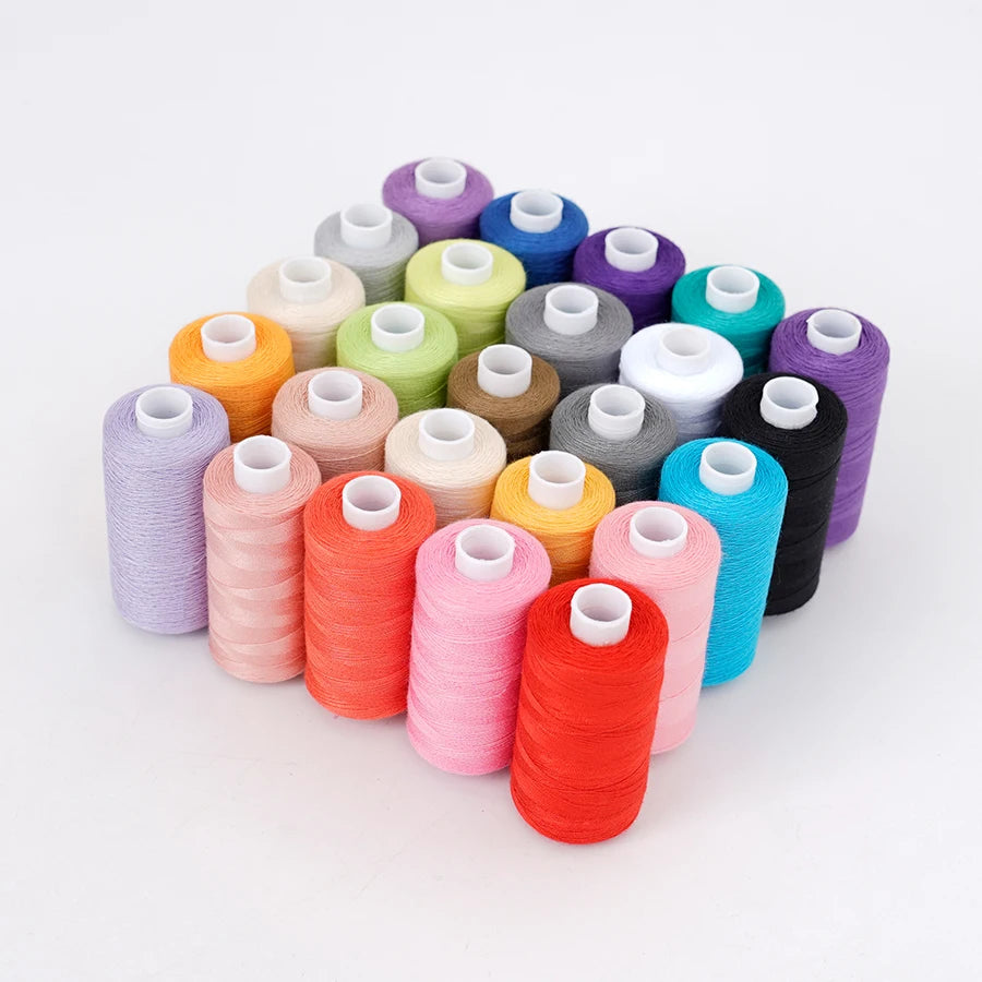 25-Piece Polyester Sewing Thread Set – 400 Yards Per Spool | Bobbins & Thread