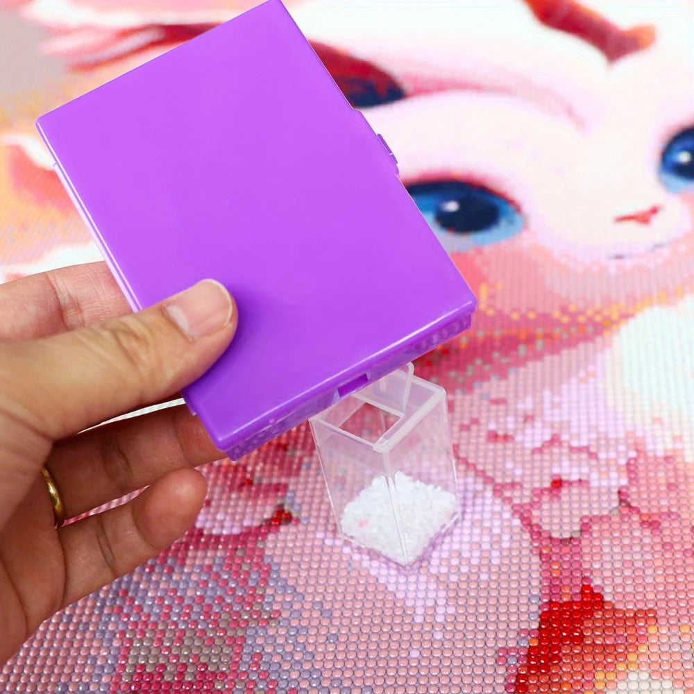 Juego de 6 bandejas para perforación y caja de almacenamiento para pintura de diamante – Organizador de cuentas 2 en 1 para manualidades DIY