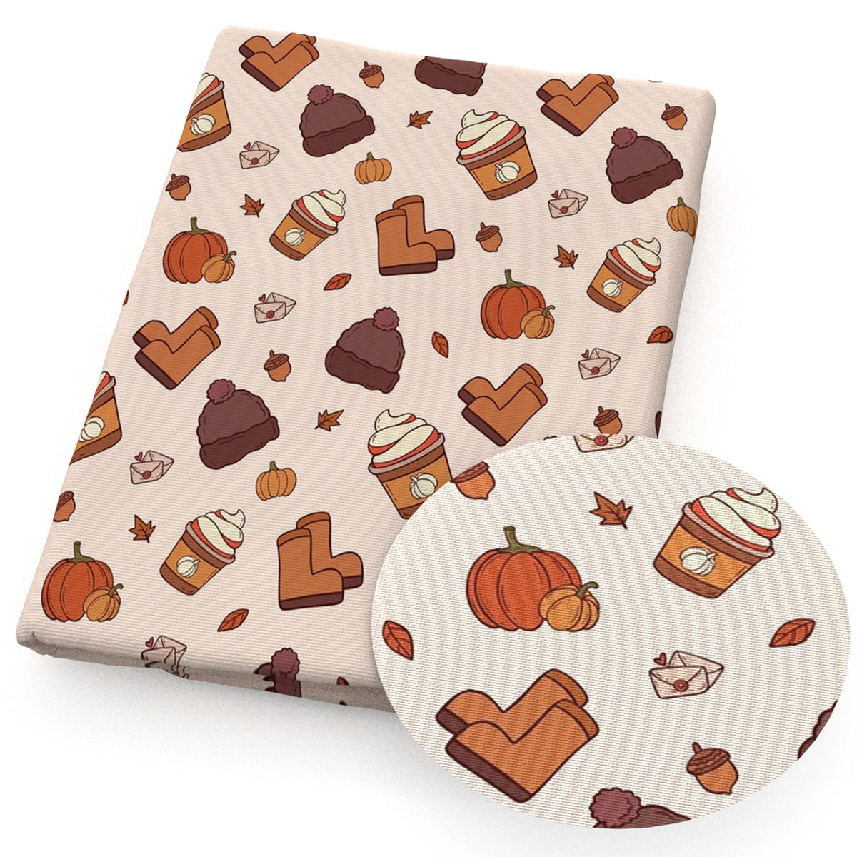 Coffee Beans Print Polyester Cotton Fabric — 50×145cm (20×57") | Quilting, Patchwork & DIY Crafts
