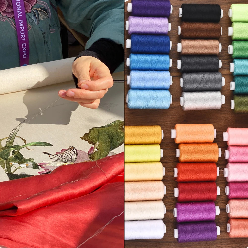 Polyester Sewing Thread Set — 6 Rolls, 400 Yards Each