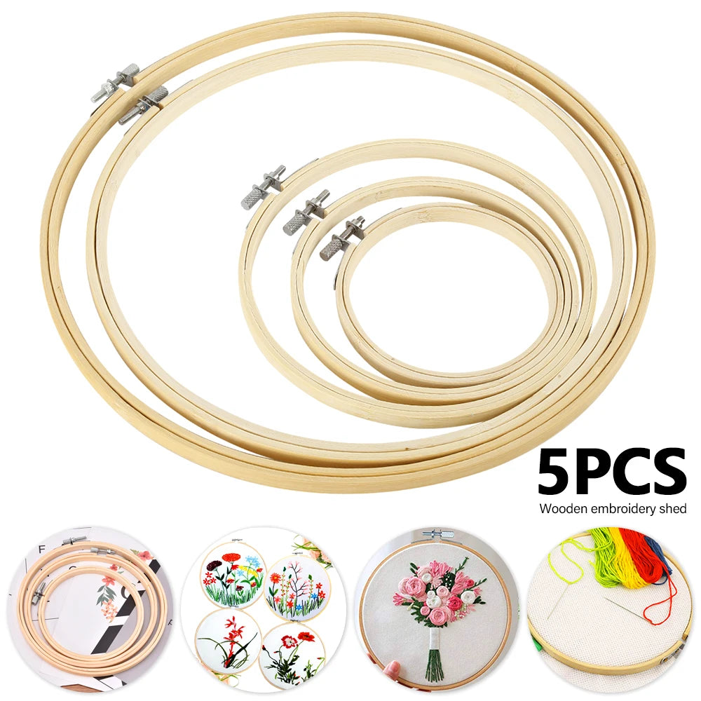 Wooden Embroidery Hoop Set — 5 Sizes (13–30cm)