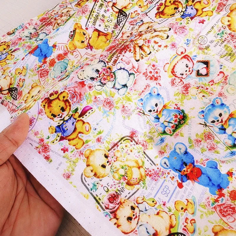 20S Cotton Cute Showa Kawaii Cat Deer Print Fabric DIY Quilting Needlework Material Sewing Dress Kids Clothes Fabrics