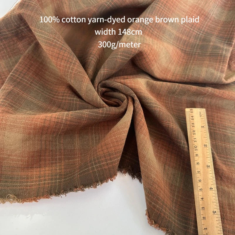 Brushed Plaid 100% Cotton Fabric – 145cm Wide, 250g/m for Shirts, Dresses, Coats & DIY