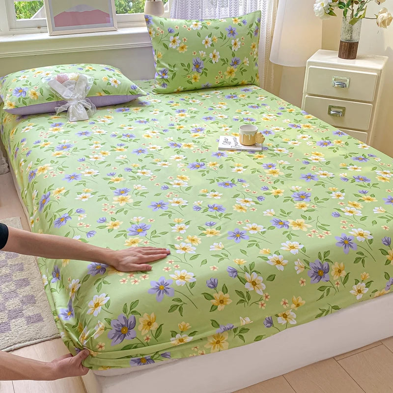 Floral Print Fitted Sheet - 500TC Polyester - 1pc or 3pc Set