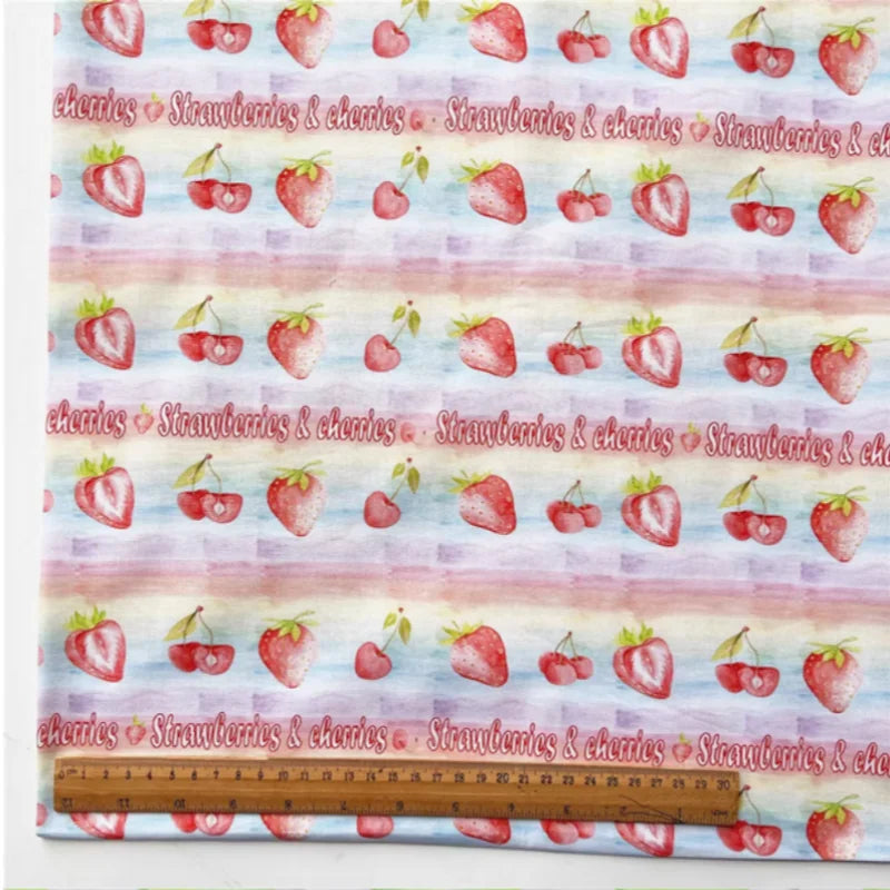 Strawberry Watermelon Print Pure Cotton Fabric For Making Shirts Dress Handmade Baby Clothing, T85