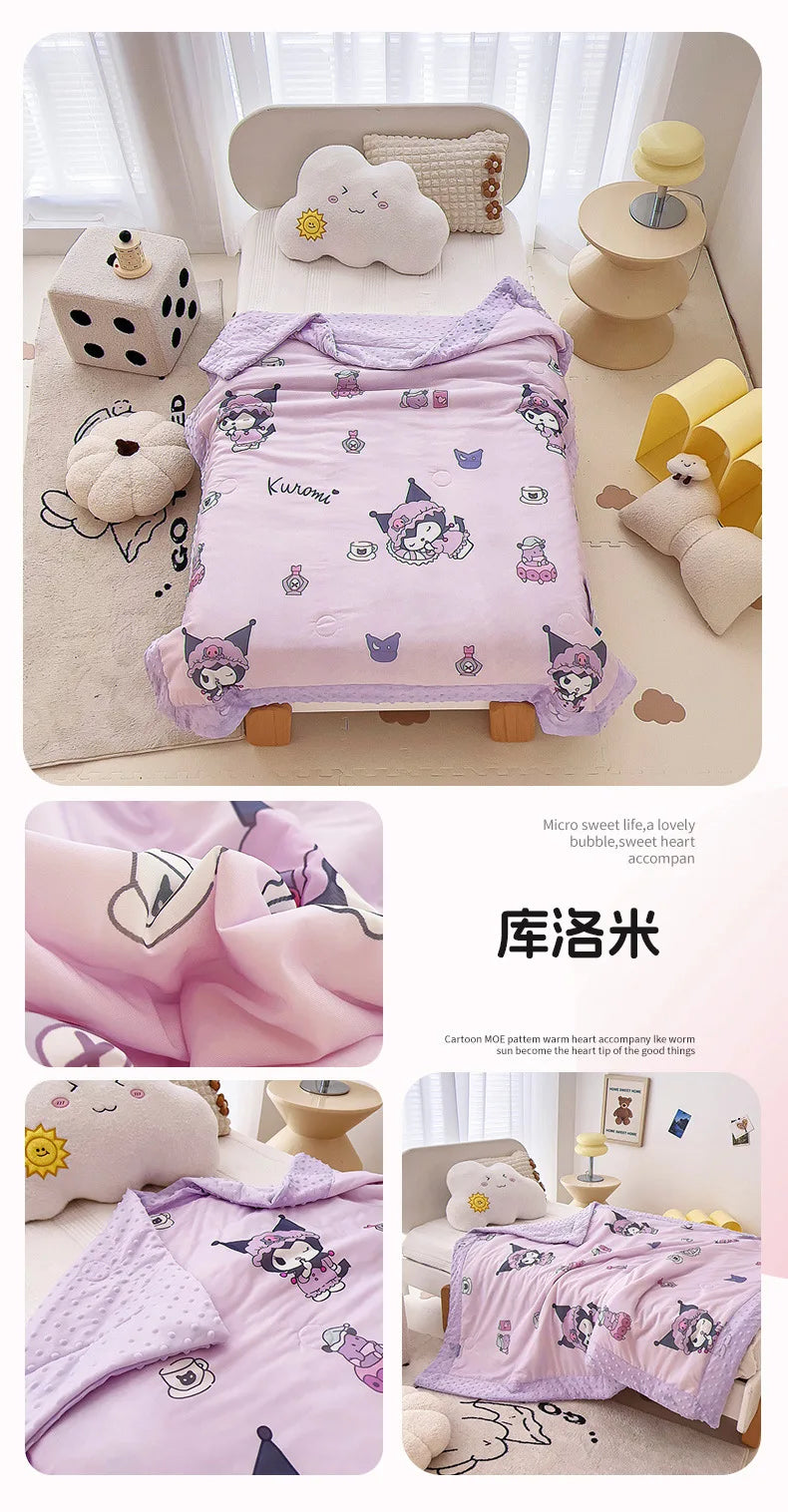Sanrio Cartoon Knitted Cotton Summer Air Quilt – Breathable Nap Blanket (110×150cm)