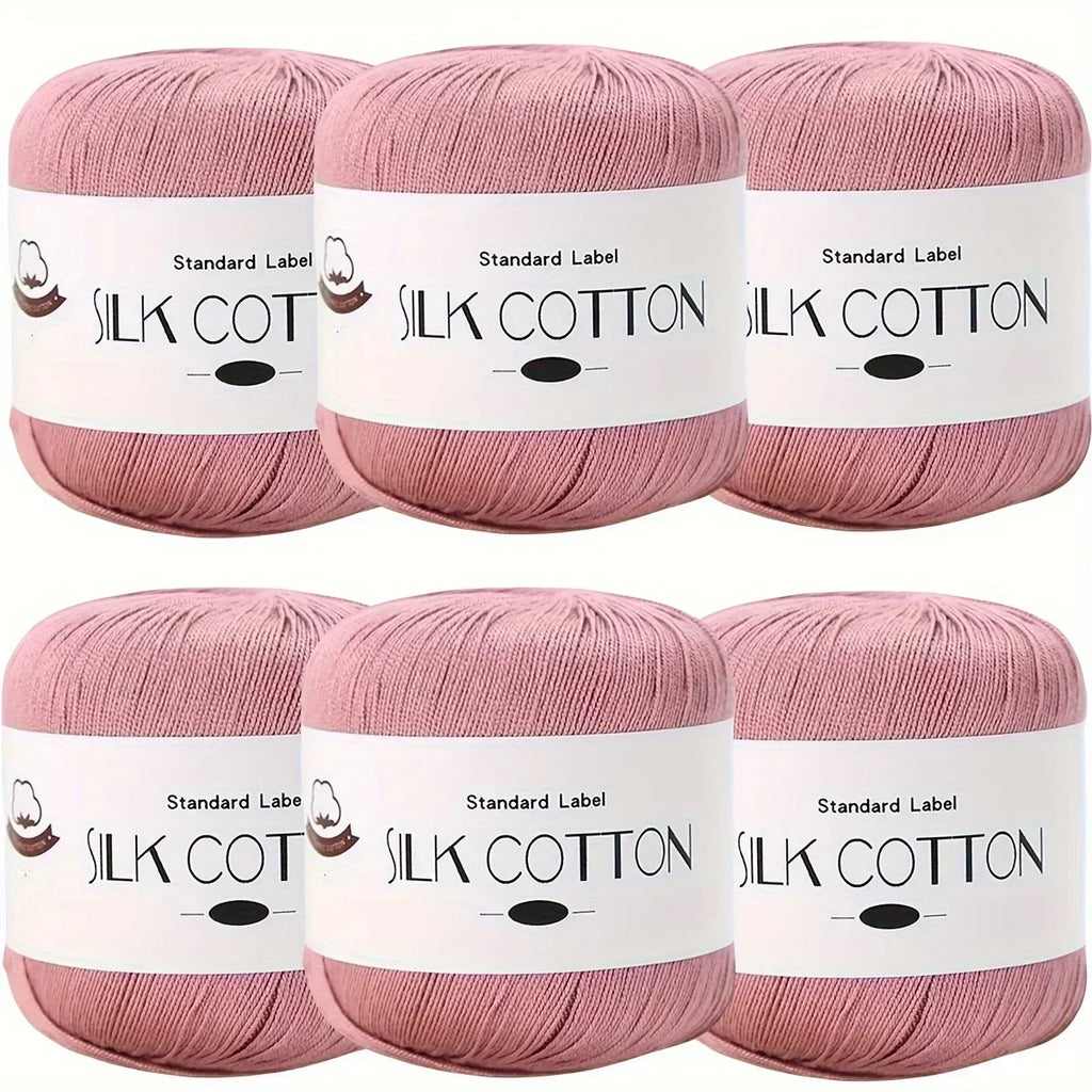 Hilo de Algodón de Seda - Hilo Fino para Ganchillo, Suéteres de Punto, Chales, Bufandas y Manualidades, Hilo Suave y Duradero 50g/unidad