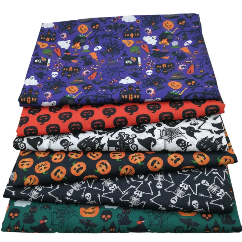 Halloween Patchwork Charm Squares — 6 Precut 10” Squares (25×25cm) | 100% Polyester