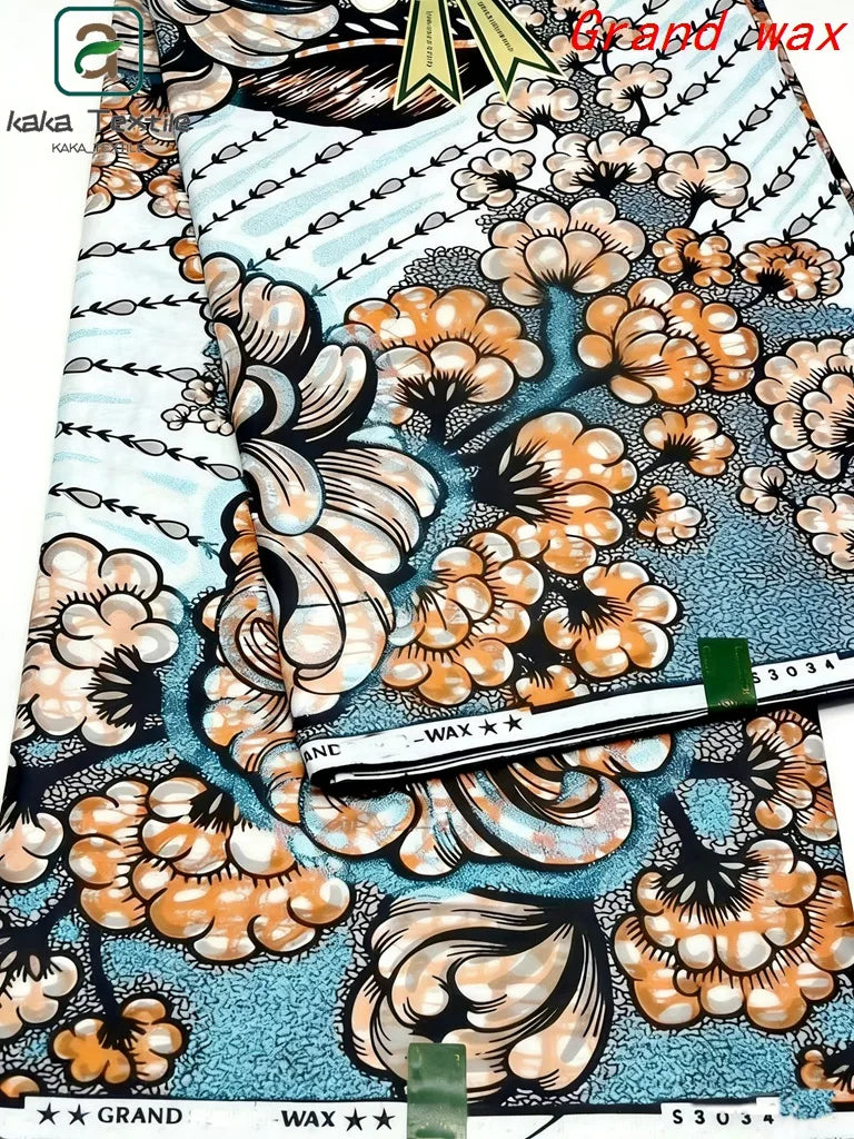 African Ankara Glitter Wax Fabric – 100% Cotton, Golden Glam Batik Print, 6 Yards – For Dresses, Gowns & Cultural Wear