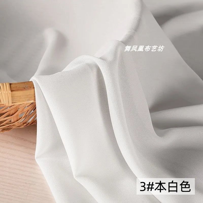 White Beaded Chiffon Fabric – Lightweight & Drapey | 146 cm Wide (57.5 in)