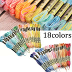 18 Colores Hilo de Bordar de Algodón – Kit de Hilos para Punto de Cruz | 8 Metros, 6 Cabos