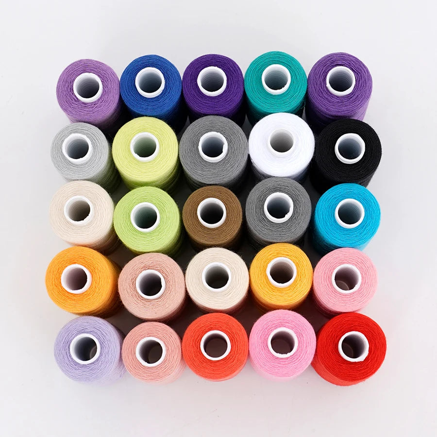 25-Piece Polyester Sewing Thread Set – 400 Yards Per Spool | Bobbins & Thread